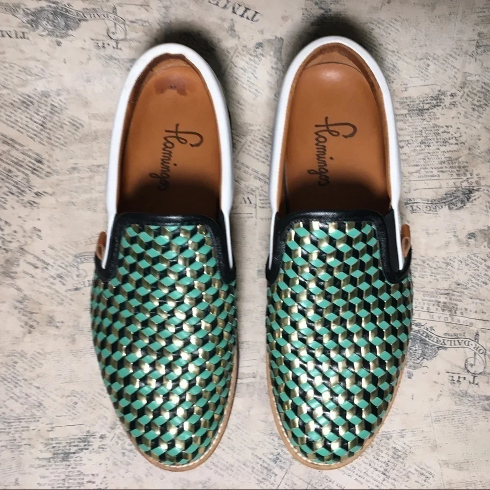 Flamingos coconut metallic platform sneakers